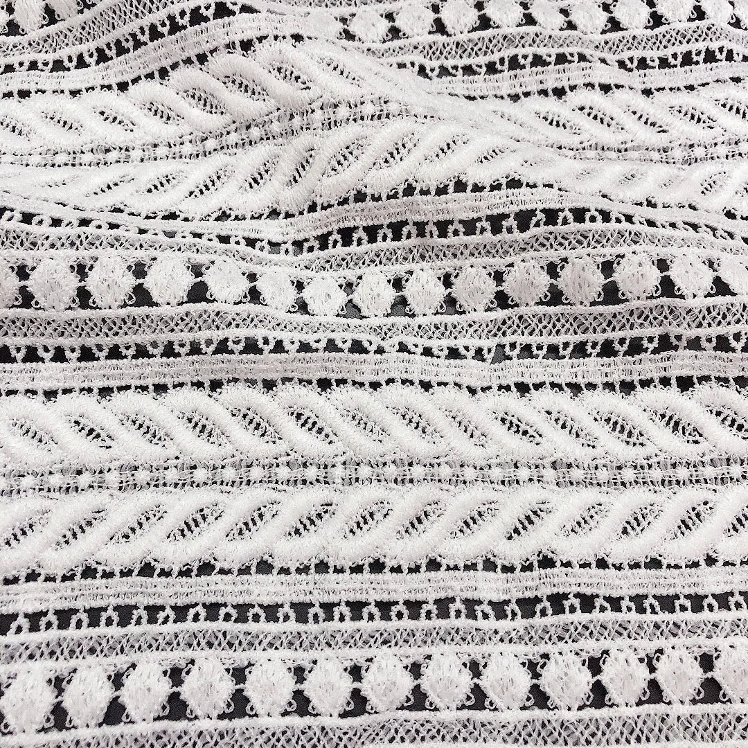 Flat Garment Home Textile Water Soluble Lace Fabric White Bulk LT21087