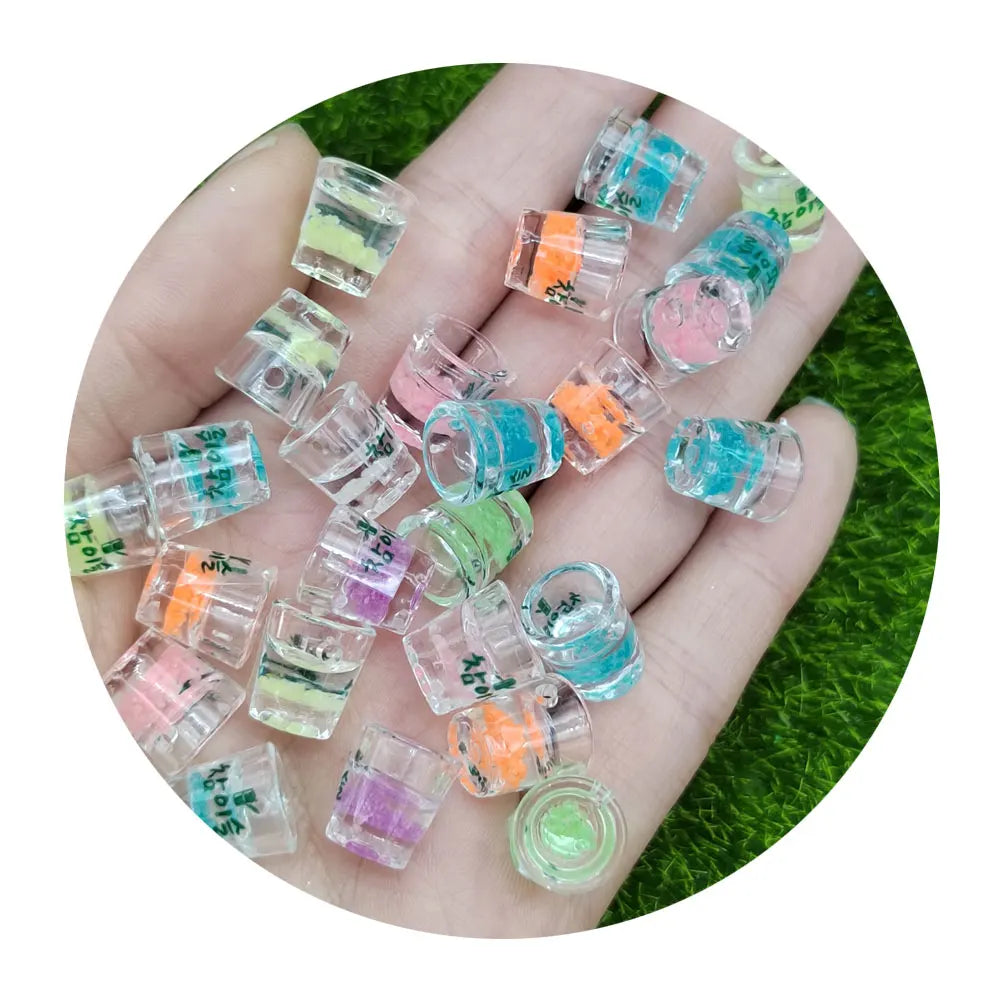 Kawaii Mini Drink Bottle Resin Charms Beads Cute DIY Toys Jewelry Making Accessory Charms Ornaments Beads