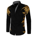 2023 New Men's Shirt Fashion Hot Stamping Printed Casual Shirt a Hair Replacement