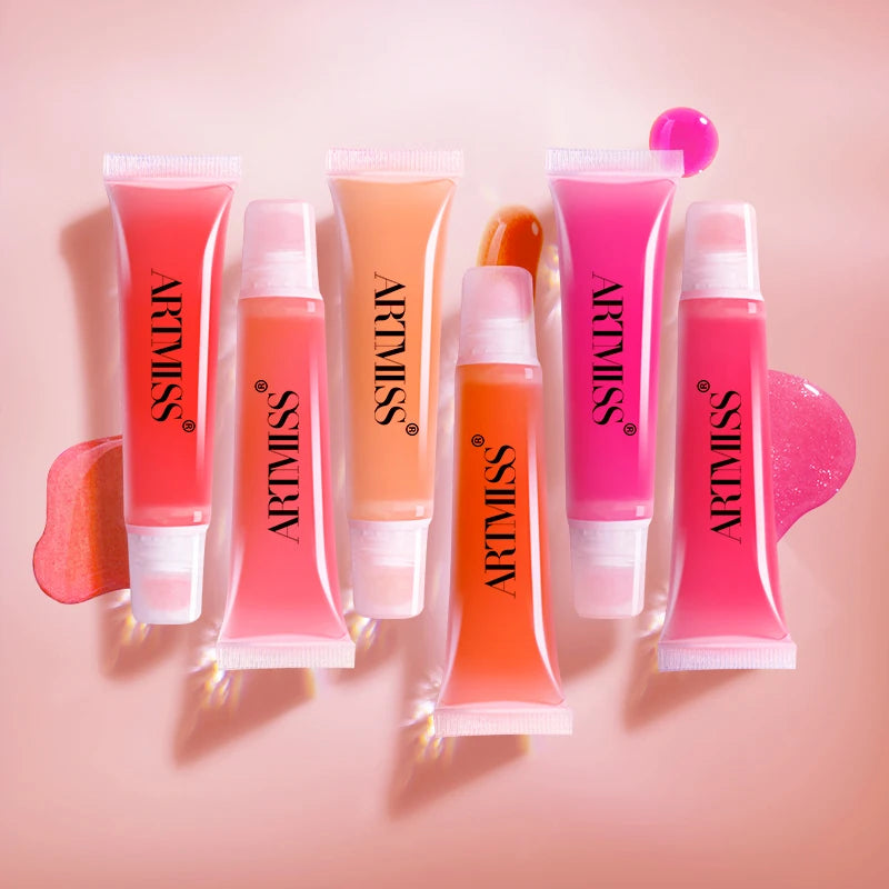 ARTMISS OEM Flavored Color Mineral Private Label Liploss Jelly Clear Vegan Lip Plumper Gloss Glossy Kids Fruit Lip Gloss Vendor