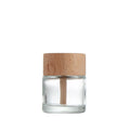 Wholesale 50ml Solid Wood Lid Aromatherapy Bottle clear Thick Bottom Glass Essential Perfume Diffuser with Wooden Stick Cover