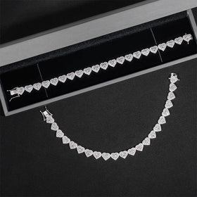 Fine Hip Hop Jewelry Silver 925 VVS Moissanite Chain Diamond Iced Out Heart Bracelet Tennis Chain Jewelry Women Men Necklace