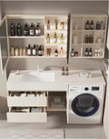 Customized  Aluminum Rock Plate Countertop Washing Machine Integrated Sintered Stone Vanity  With Washboard Basin Combination