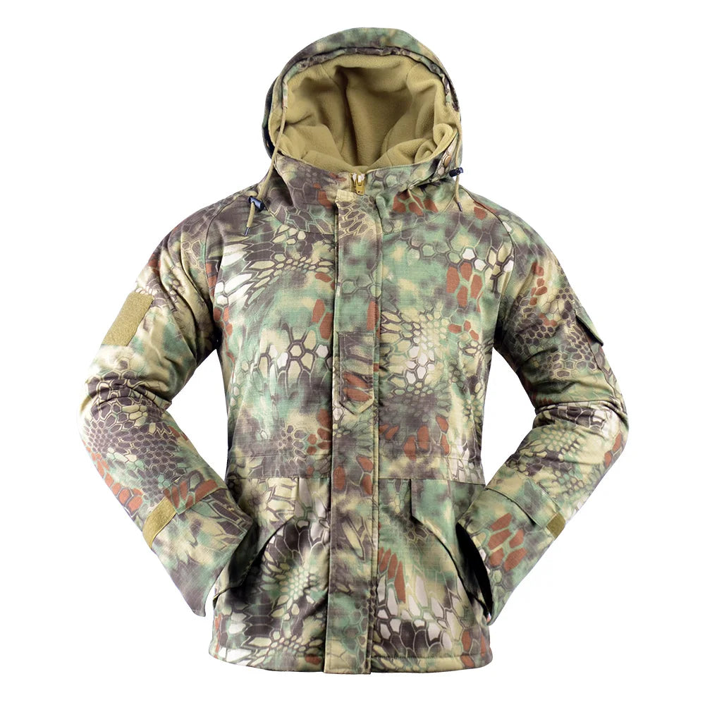 Tactical Winter Camouflage Fleece Jacket for Men Waterproof & Breathable Outdoor Use