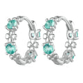 925 Sterling Silver Green Crystal Clover zircon Hoop Earrings for Women Hollow Drop Earring Jewelry Party Gift BSE826