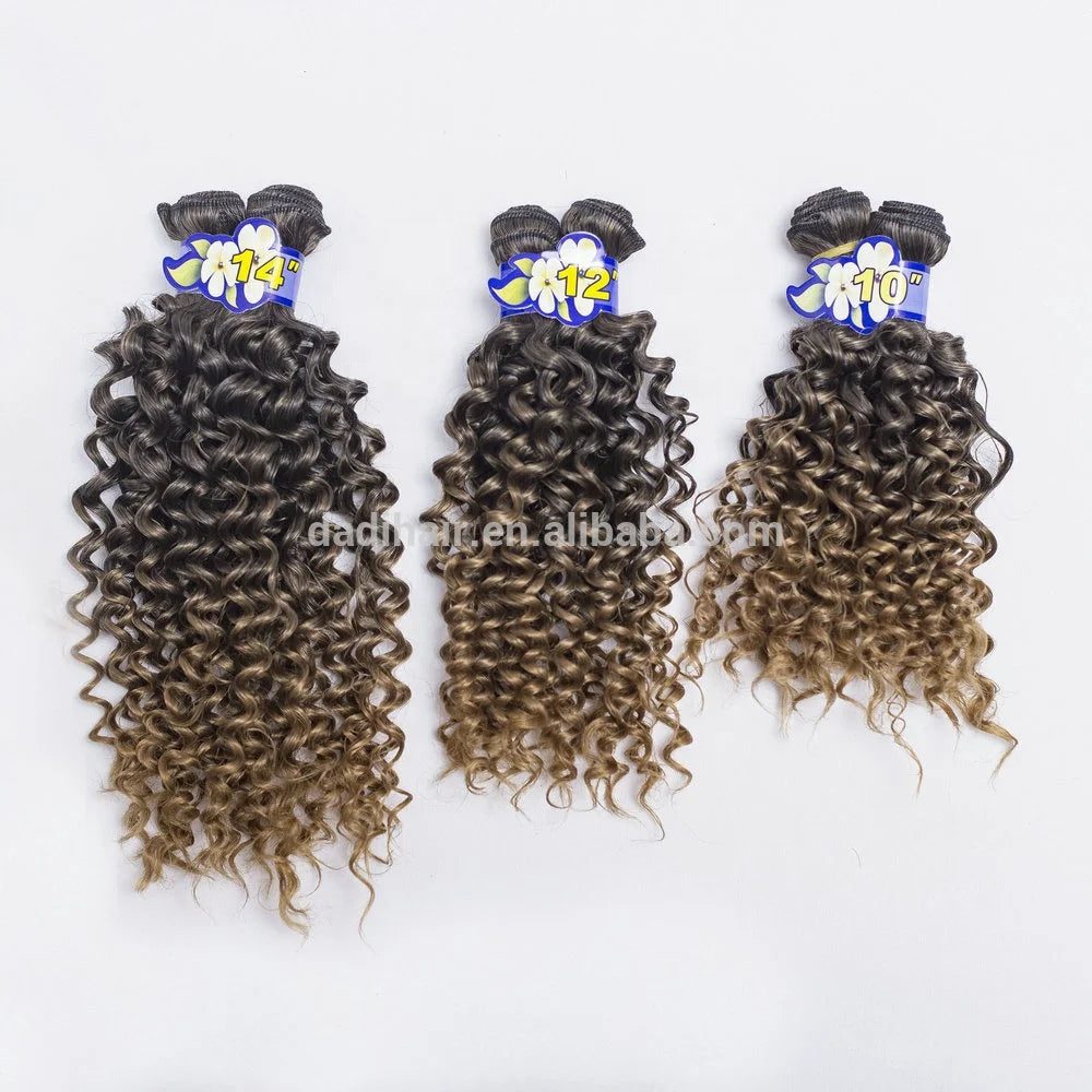 Adorable Hot Sale Faked Hair Water Wave 6 Pieces/lot Synthetic Hair Weaves Wet and Wavy Natural Curly Ombre