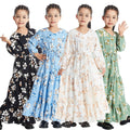 Muslim Kids Fashion Islamic Children Printed Floral Dress Arab Turkey Long Maxi Girls Robe Baby Clothes C0035