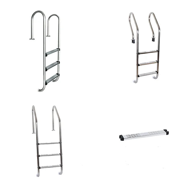 Customizable Stainless Steel Pool Ladder 304/316 with 3 Steps Handrails Non-slip Silver 2-Year Warranty From Factory Supplier