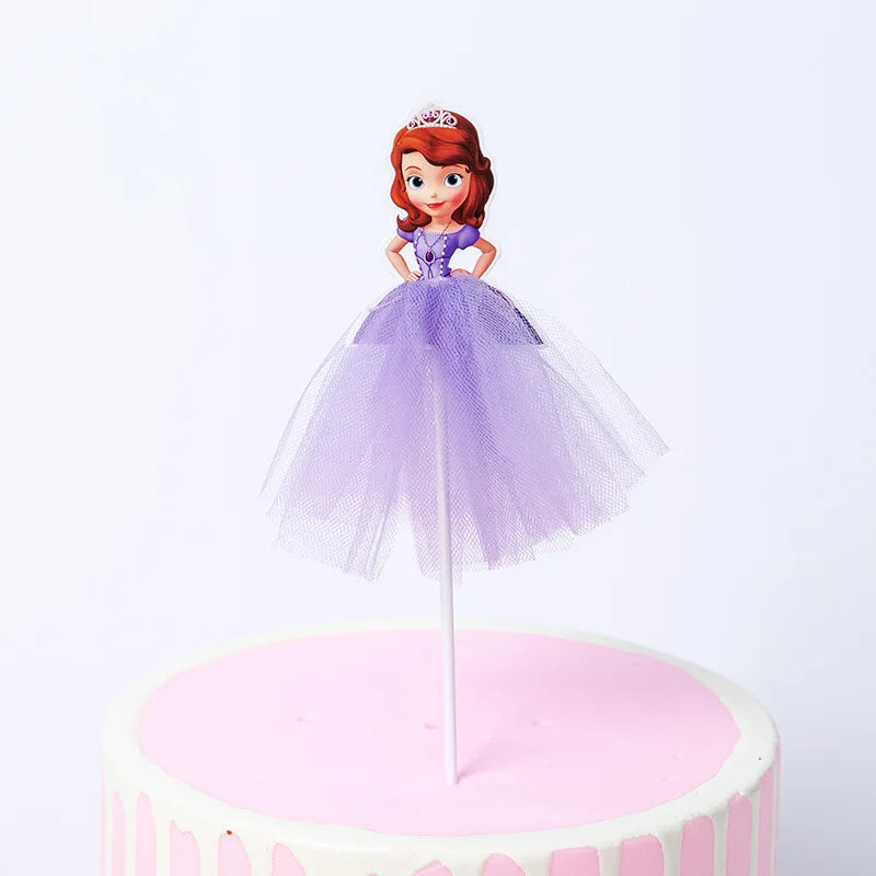 Princess Cake Decoration Topper Cartoon Flag for Baby Shower Happy Birthday Party Dessert Table Supplies