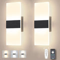 2 Pcs Dimmable Led Wall Lights Modern Black 12W With Remote App Control Bedroom 3CCT Factory Wholesale Price Led Wall Lamp