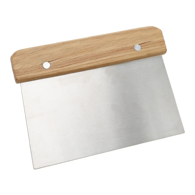 Kitchen Baking Tool Bench Scraper Cutter Stainless Steel Pastry Dough Scraper Cutter With Wooden Handle for Bread Cake