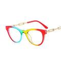 Jiuling Eyewear Wholesale Cheap rainbow Frame Eyeglasses Cat Eye Anti Blue Light Glasses Round Glasses Frame Eyeglass for Women