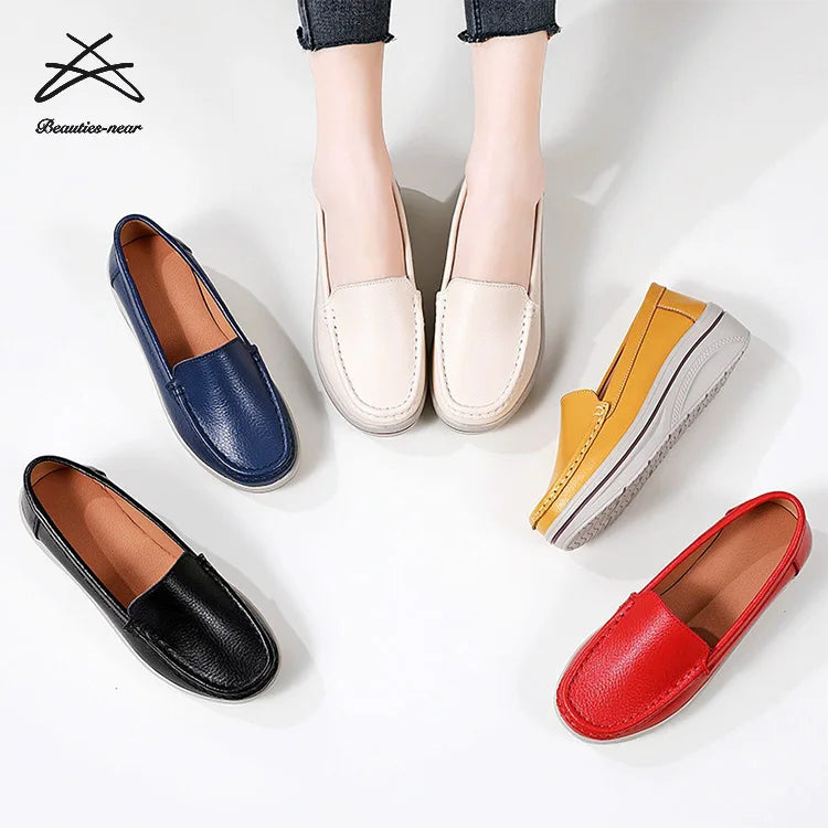 Womens Spring Fashion Thick Sole Leather Old Lady Soft Walking Women Casual Shoes Sneaker Shoes