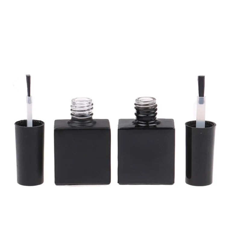 10ML Empty Glue Brush Enamel Packaging Vial UV Sunshine Block Classic Shiny Frost Mate Black Square Glass Nail Polish Oil Bottle