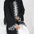 Flower Embroidered Plus Size Seamless Open Abaya Kaftan Robe Modest Fashion Long Sleeve Islamic Ramadan Eid Clothes