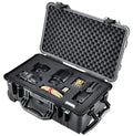 Customized Portable Waterproof Hard Plastic Trolley Equipment Camera Case with Pull Handle and Rolling Wheels for Camera
