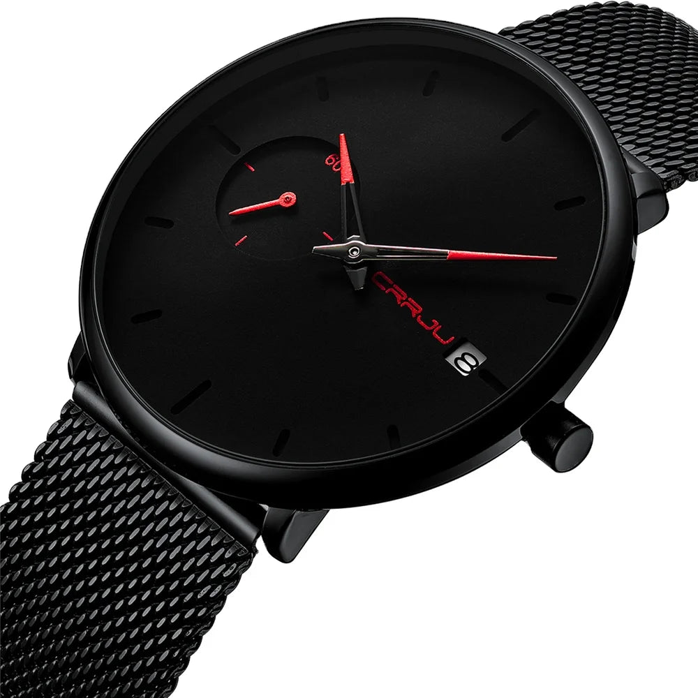 CRRJU 2258 Mens Simple Date Top New Luxury Waterproof Sport Watch Men Ultra Thin Dial Quartz Watch Casual Relogio Masculino
