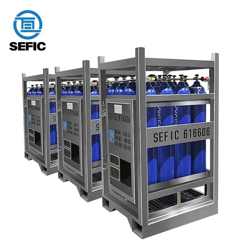 Best Price 12pcs 16pcs Oxygen Nitrogen Argon Ordinary Gas Cylinder Bundle Gas Cylinder Rack for 40L 50L Gas Cylinder