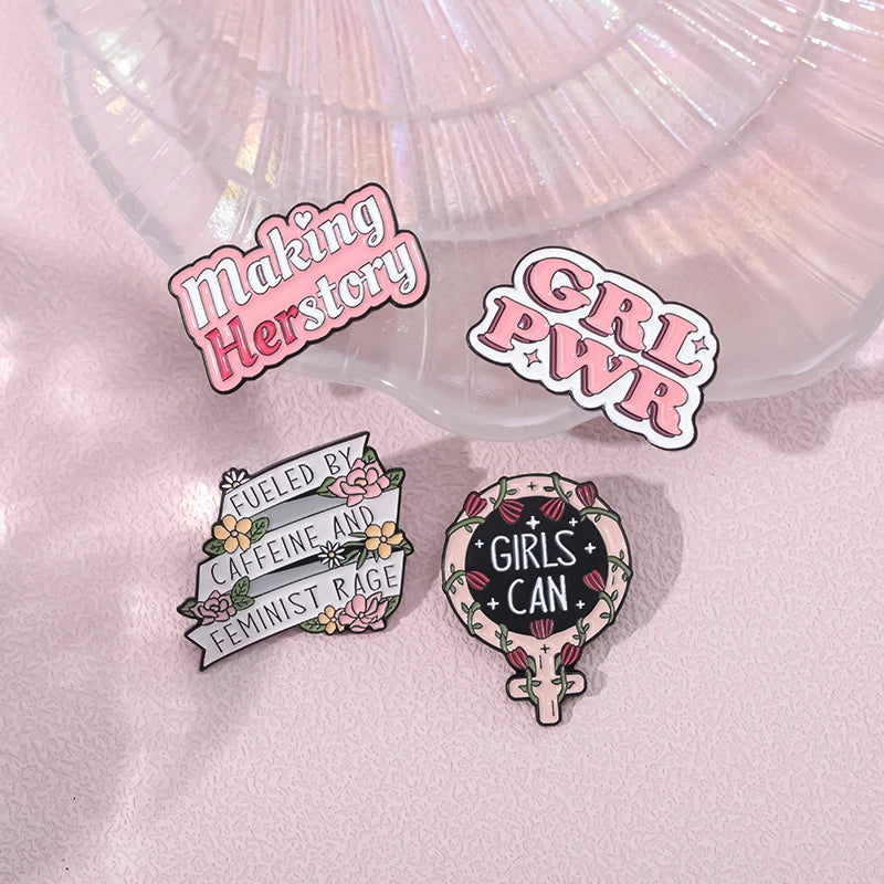 Girl Power Brooches Pins Custom the Future Is Female Metal Soft Enamel Pins Lapel Badges Feminist Cartoon Gifts for Friends