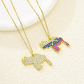 Enameled Rhinestone Venezuela Map Charm Link Chain Necklace 18K Gold Plated Crystal Zircon Venezuelan Flag Pendant Necklace