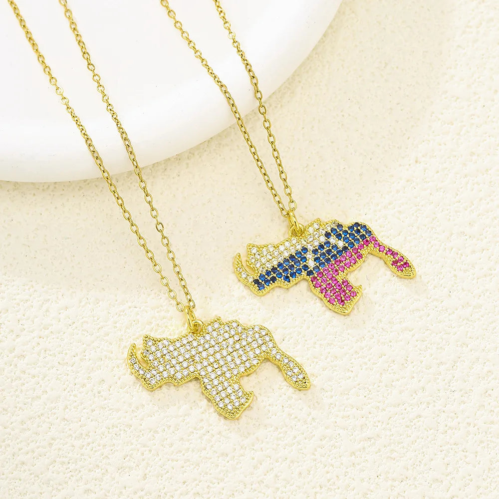 Enameled Rhinestone Venezuela Map Charm Link Chain Necklace 18K Gold Plated Crystal Zircon Venezuelan Flag Pendant Necklace
