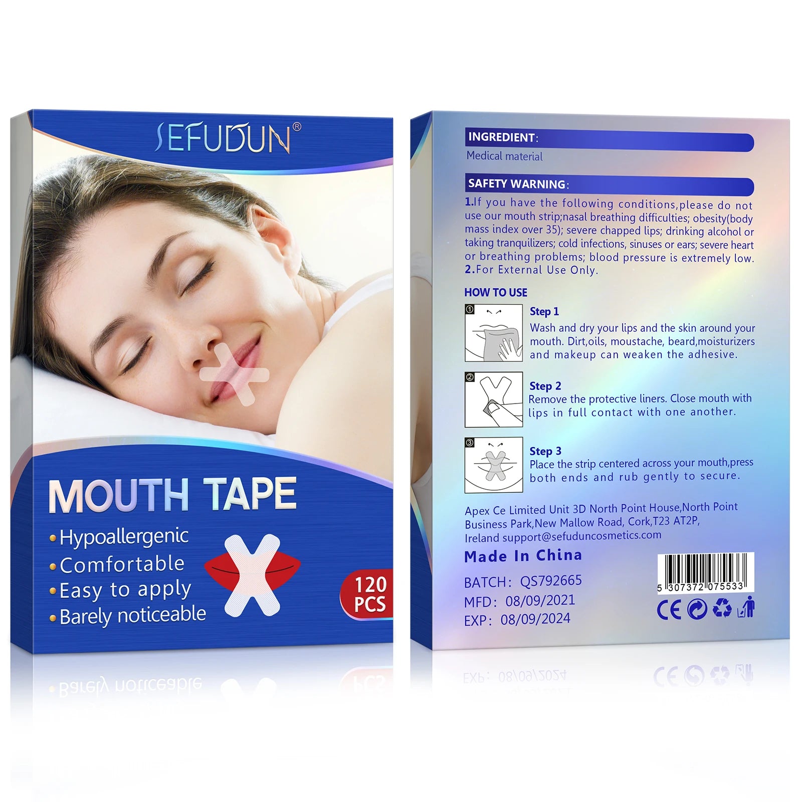 SEFUDUN 120pcs Sleep Strips Anti Snore Beauty Mouth Tape for Sleeping Women
