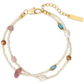 Fashion Exquisite Natural Energy Stones Freshwater Pearl Beads Double Layer Stacking Girls Bracelet Factory Wholesale