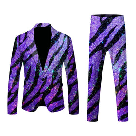 New Arrival Men's Dinner Party Prom Wedding Stylish Tuxedo Suits for Men Single-Breasted Printed Dinner Jacket Pants Set