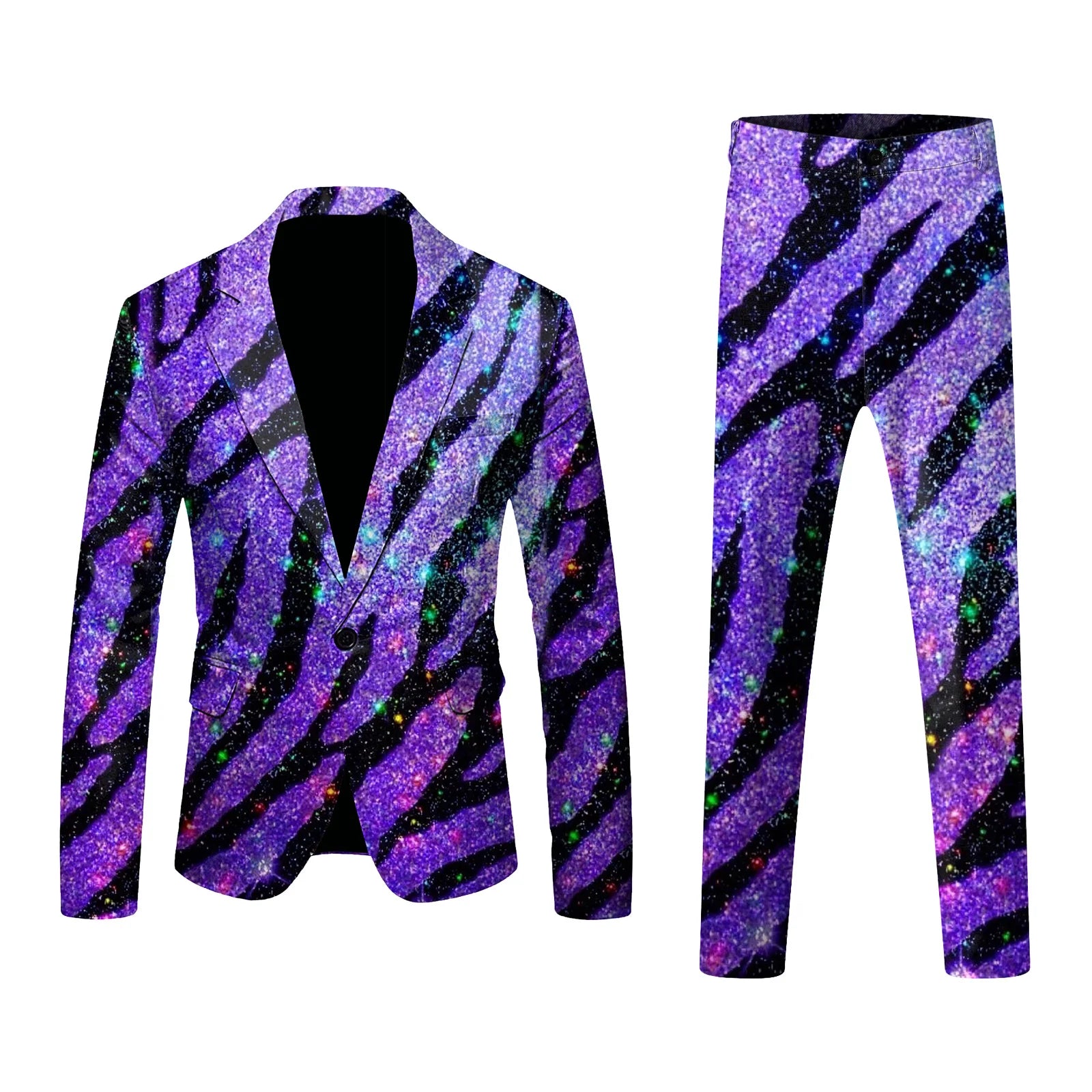 New Arrival Men's Dinner Party Prom Wedding Stylish Tuxedo Suits for Men Single-Breasted Printed Dinner Jacket Pants Set
