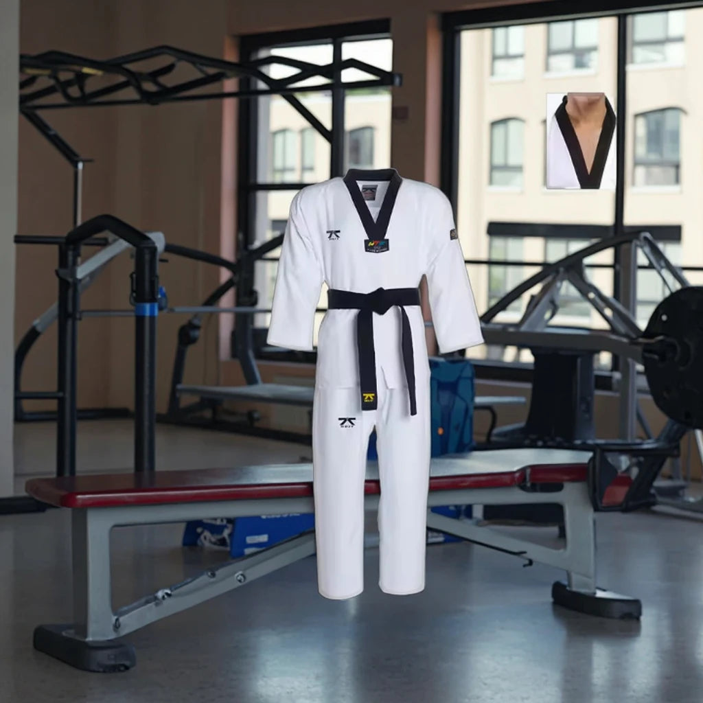 Factory Wholesale Lightweight Taekwondo Uniform Breathable Small Feather Dot Fabric Karate Martial Arts Clothing