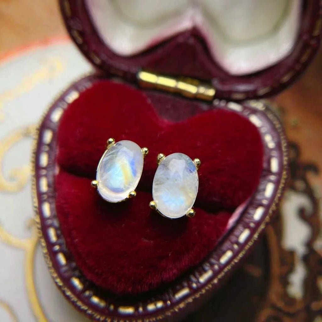 925 Sterling Silver Stud Earrings Natural Moonlight Gold Plating Wedding Party Anniversary Gift Factory Wholesale