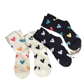 Youki Autumn and Winter Colored Thick Thread Colorful Love Women's Mid Length Socks
