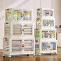 Heavy Duty Foldable Plastic Storage Cabinet Installation-free Modular Wardrobe 5 Tier Collapsible Clothes Organizer With Wheels