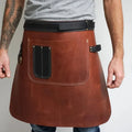 Work- Barista Barber Grilling Restaurant Chef Garden Waist Apron Custom Logo Half Length Men's Genuine Leather Short Cooling