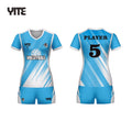 Wholesale Custom Blue and White Volleyball Team Uniforms Beach Volleyball Uniform Designs for Women