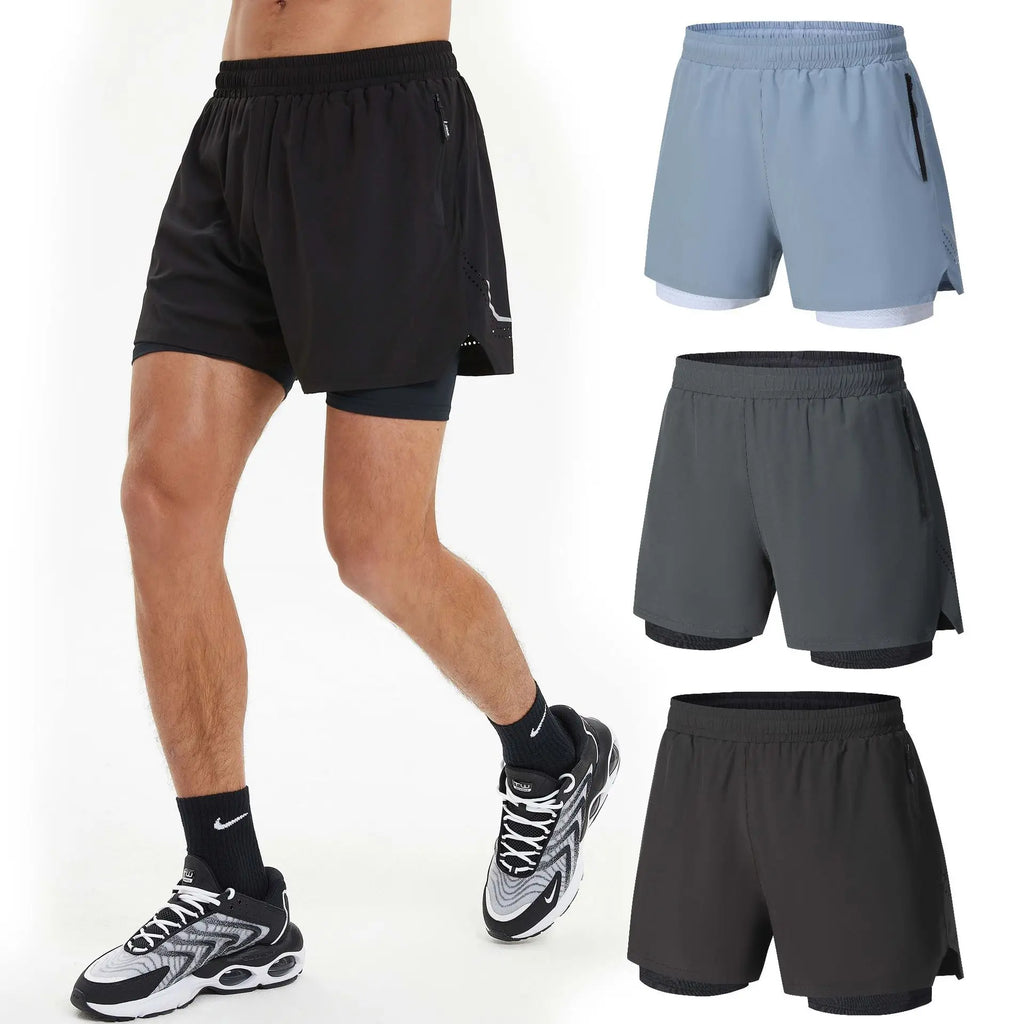 Custom Men's 2 in 1 Running Shorts Breathable Workout Gym Athletic Shorts Quick Dry Lightweight Training Shorts With Pockets