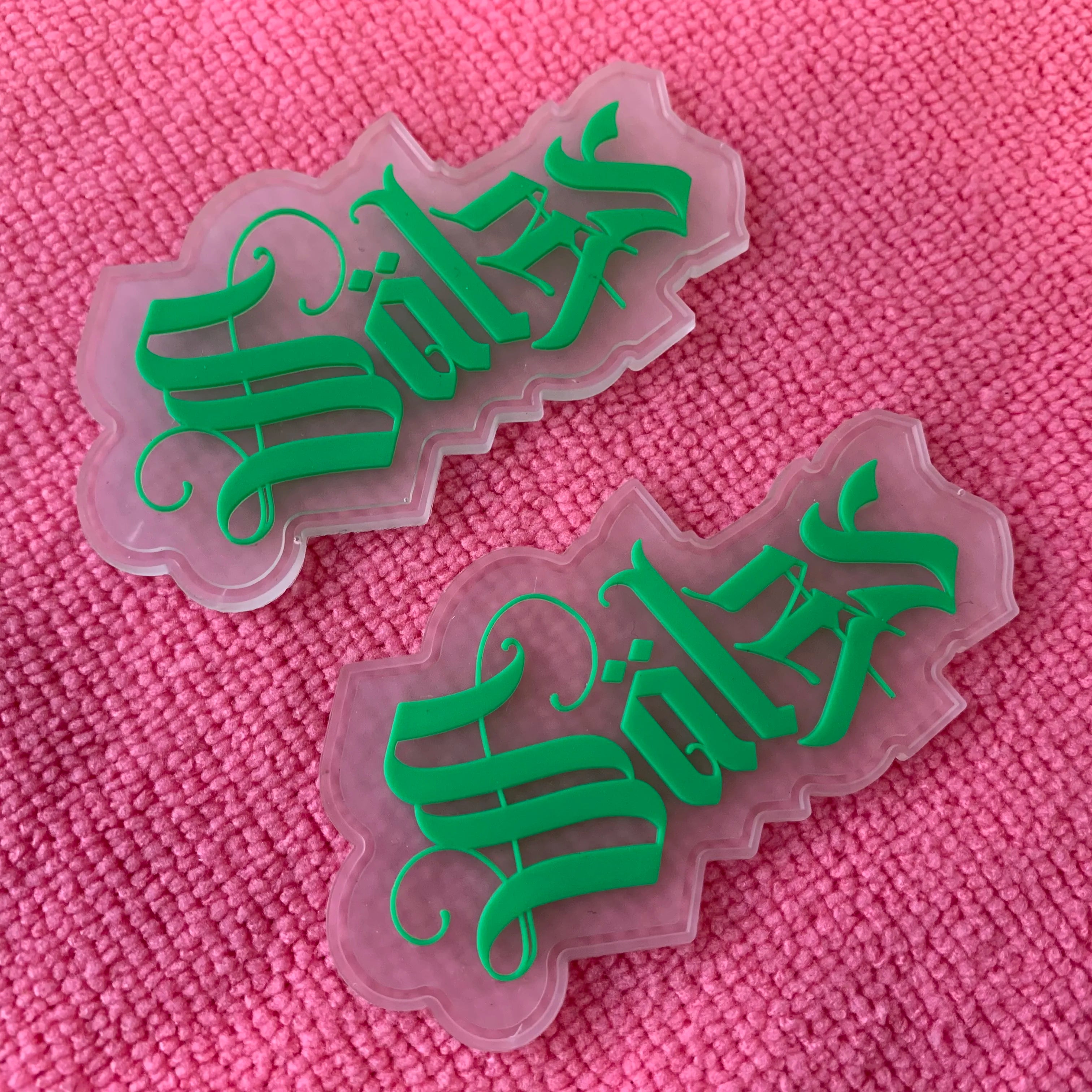 Unique Shape Embossed logo Transparent Rubber Patchcutout logo Shape Apparel clear PVC Rubber Label
