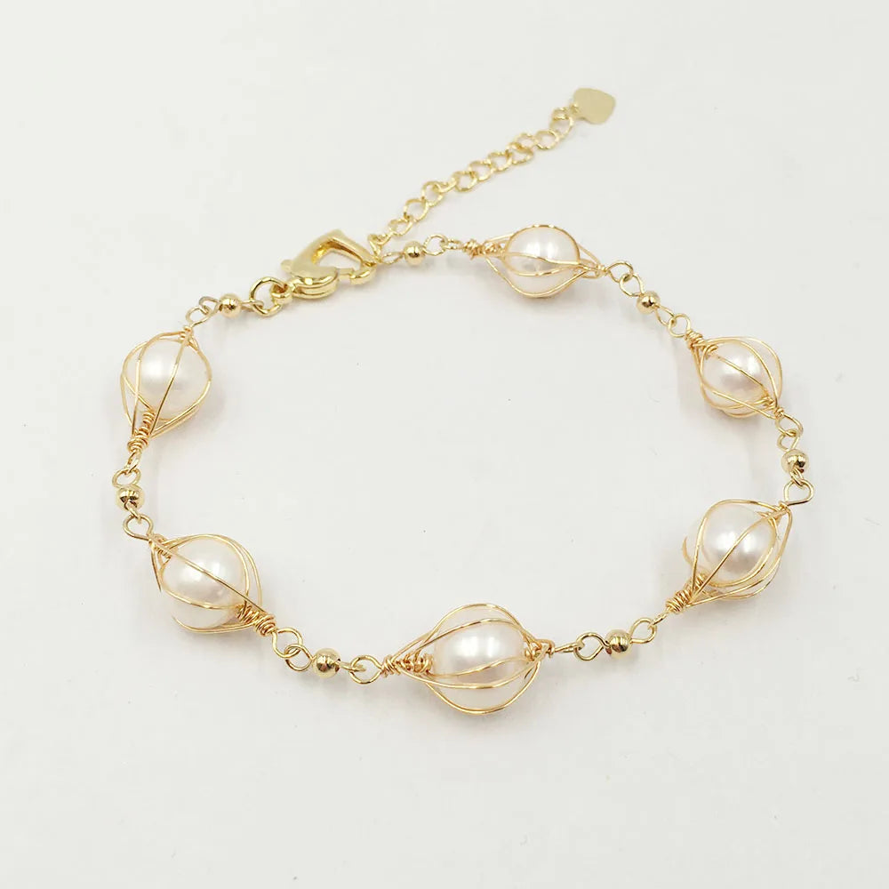 New Fashion Charm Nature Freshwater Pearl Bracelet9-10 mm Near Round Pearlnature White pinkpurpleblack Colorsgold Clasp