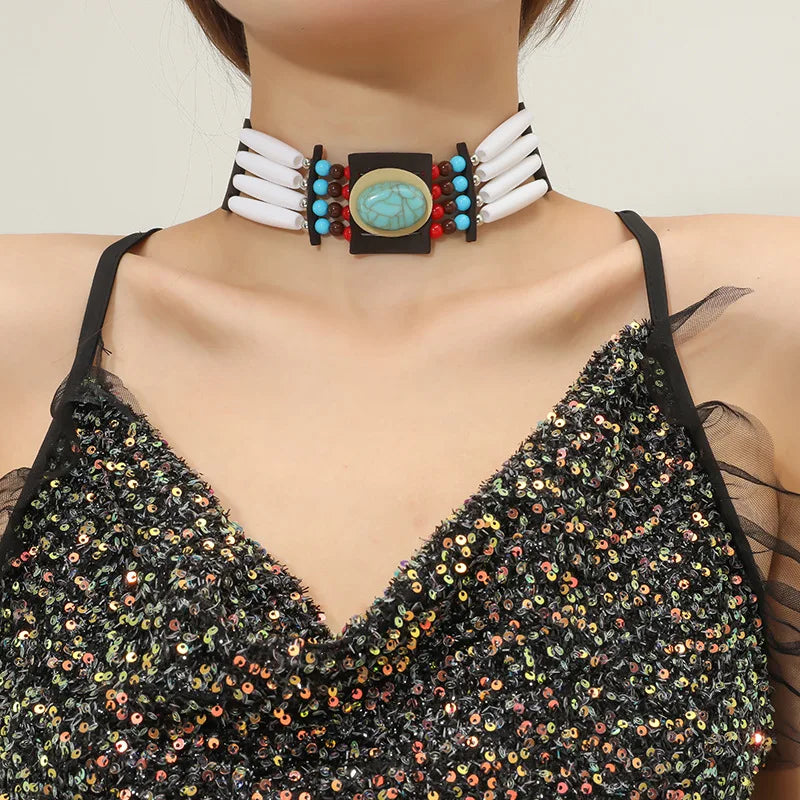 Ethnic India Necklace Women Collares Statement Jewelry Turquoises Indian Necklaces Collar Indio