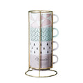 China Factory Cup Sublimation Blank Coffee Set Cup New Bone China Ceramic Mug with Iron Frame