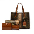 2022 Aurora Series Classic Women's Premium Handbags Casual Snake Pattern Tote Bag with Zipper Closure New Lady's Bag Set