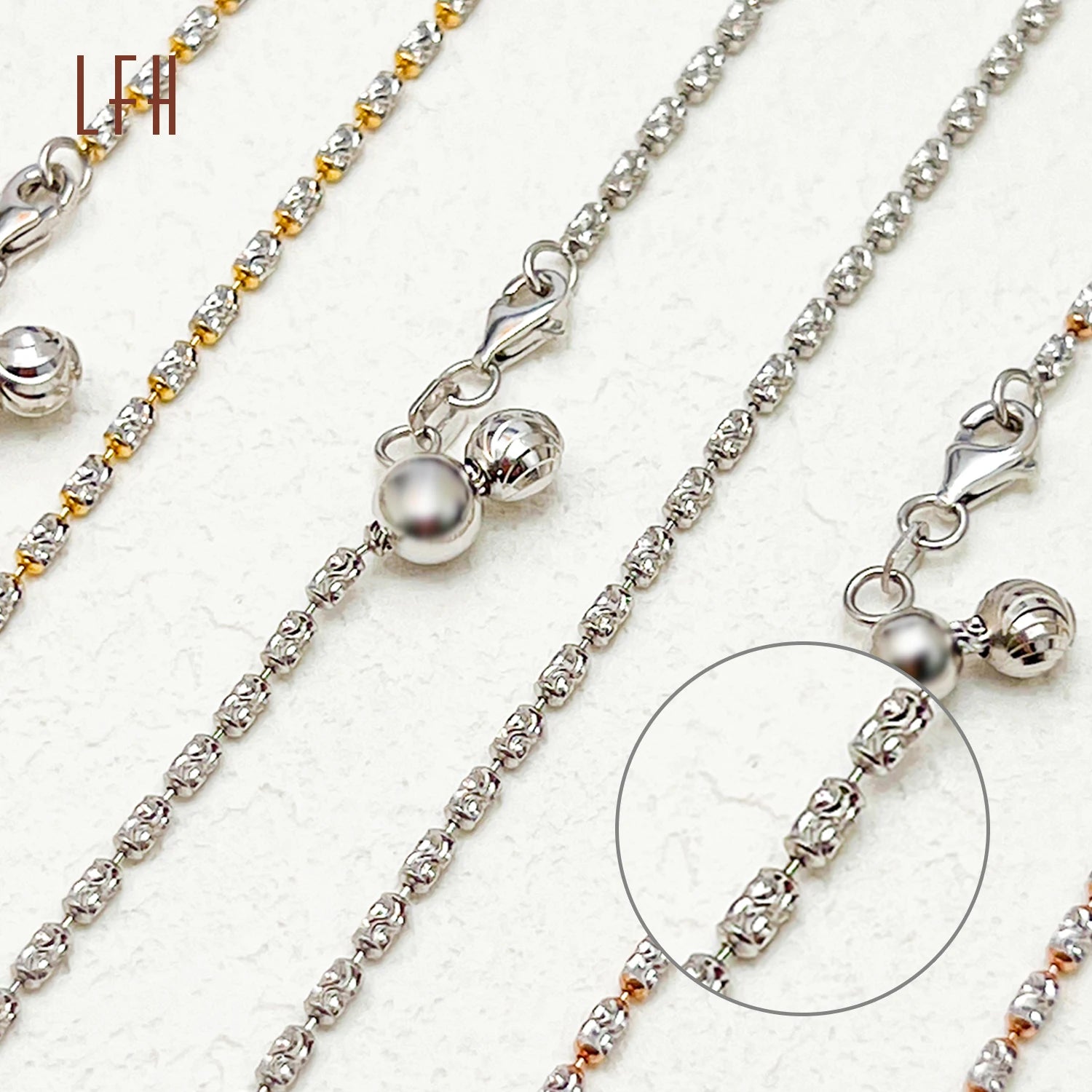 Wholesale Iced Out18k Pure Gold Jewelry Bling Bling Necklace Micro Diamond Ball Beads Rope 18k Solid Gold Link Chain