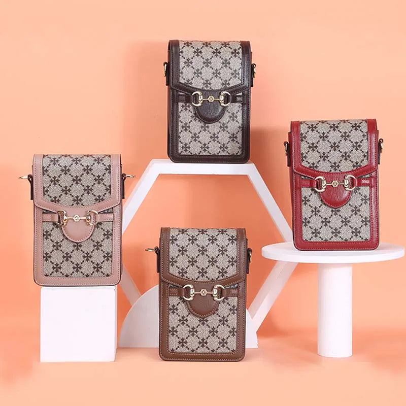 Retro Women's Multi-function Long Lady Clutch Wallet Leather Sling Bag for Women Lady Phone Bag