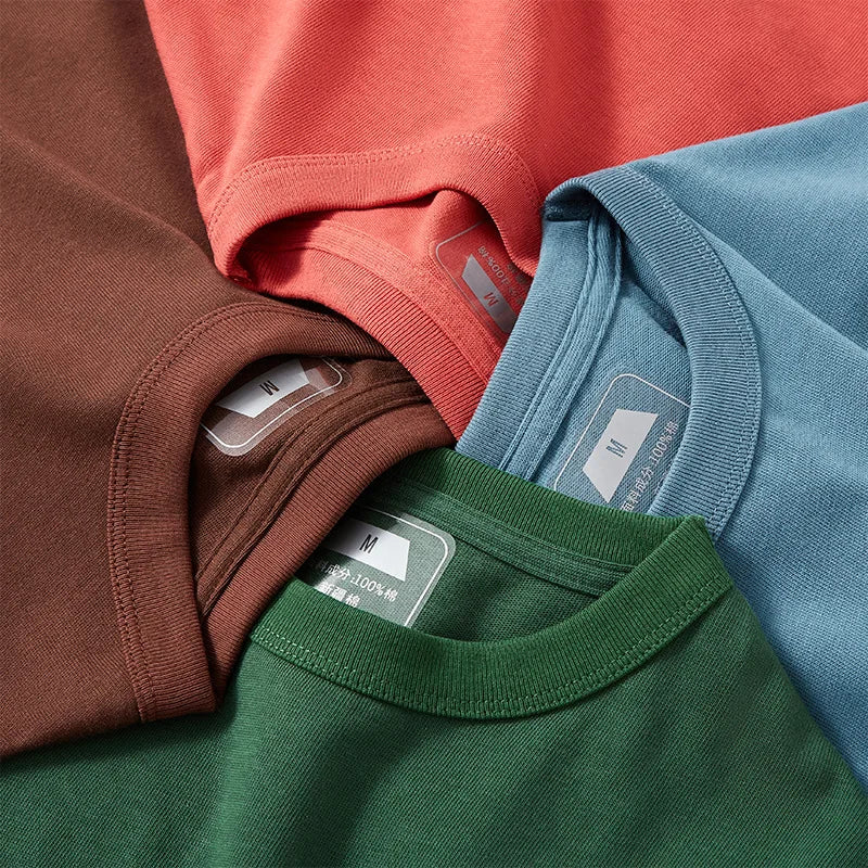 300 Grams Heavy Cotton French Terry T-Shirt New Style Vintage Hip Hop Streetwear Washed Solid Pattern Wholesale Knitted Fabric