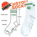 OEM High Quality Green Organic Cotton Men's Sport Basketball & Soccer Crew Socks Jacquard Embroidery with Custom Logo on Bottom