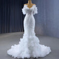 Hot Sale Nowadays Feather Spaghetti Strap Mermaid Wedding Dresses Jancember RSM231095