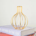Hot Selling Creative Home Decoration Geometric Glass Flower Vase Metal Holder Crystal Clear Transparent Planter Flowers Vase