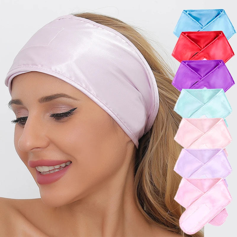 Custom Logo Skin Care Skincare Face Wash Facial Tie Band Hair Wrap Satin Silk Makeup Spa Headband