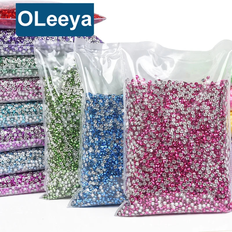Oleeya Factory Wholesale Resin 3mm 4mm 5mm Resin Flatback Rhinestones Non Hotfix Rhinestone for Tumblers Resin Crafts DIY MegaBDM
