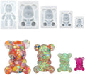 Resin Molds 5Pcs Cute Bear Shape Silicone Mold Key Chain Epoxy Molds Jewelry Making DIY Craft Ornament